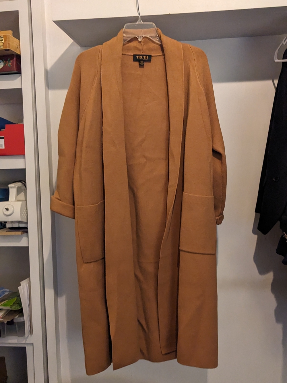 Women's Camel Open-Front Sweater Duster Coat Cozycore Sweater Weather 90s